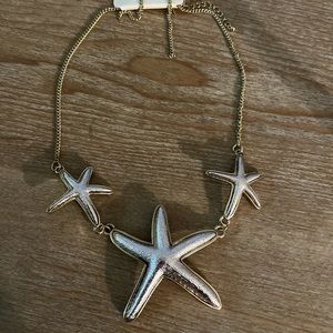 Starfish Hammered Metal Gold & Silver Necklace Coastal Beachy Resort